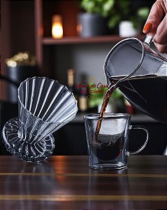 CONJUNTO 2 XÍCARAS PARA CAFÉ DUPLA PAREDE EM BOROSSILICATO RESISTENTE A CALOR 100ml