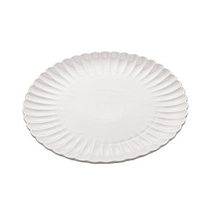 CONJUNTO 2 PRATOS RASO DE PORÇELANA PÉTALA BRANCO 25 cm