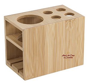 PORTA ESCOVA E PASTA DE DENTE  BAMBU