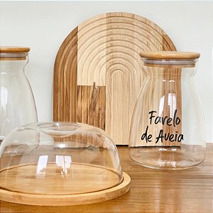 POTE PERSONALIZADO GLASS TAMPA DE BAMBU FARELO DE AVEIA 1,1 L