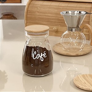 POTE PERSONALIZADO GLASS TAMPA DE BAMBU CAFÉ 1,1 L