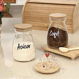 POTE PERSONALIZADO GLASS TAMPA DE BAMBU AÇUCAR 1,1 L