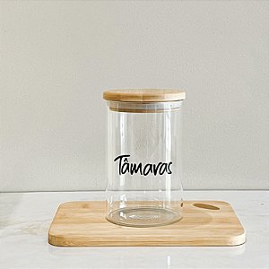 POTE PERSONALIZADO COM TAMPA DE BAMBU TÂMARAS 600 ML