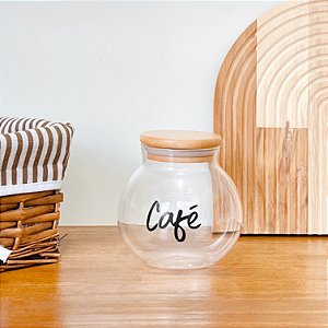 POTE PERSONALIZADO BOJUDO COM TAMPA DE BAMBU CAFÉ