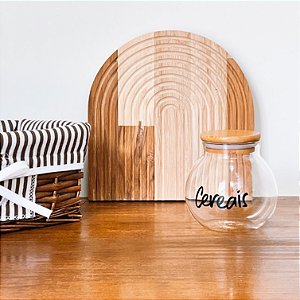 POTE PERSONALIZADO BOJUDO COM TAMPA DE BAMBU CEREAIS