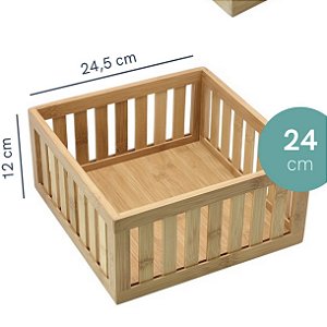 CAIXA ORGANIZADORA DE BAMBU 24CM