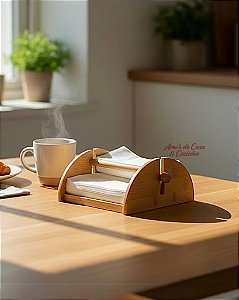 PORTA GUARDANAPO DE BAMBU COM SUPORTE CENTRAL