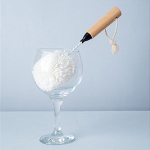 ESCOVA DE LIMPEZA LIMPA FÁCIL FLEXÍVEL PARA TAÇAS COM PEGA DE BAMBU 28CM