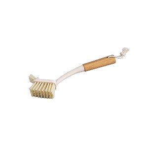 ESCOVA DE LIMPEZA LIMPA FÁCIL PARA CANTOS DIFÍCEIS E LOUÇAS COM PEGA DE BAMBU OFF WHITE
