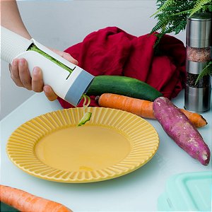 ESPIRALIZADOR FATIADOR DE VEGETAIS CORTA TIRAS E ESPIRAIS PRÁTICA AZUL