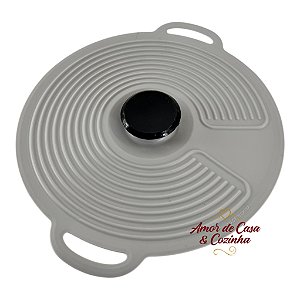 TAMPA DE SILICONE PARA PANELA CINZA 23CM