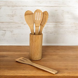 KIT DE UTENSÍLIOS 5 PEÇAS DE BAMBU