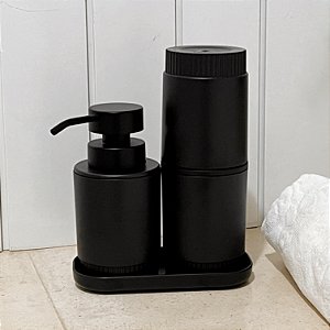 JOGO PARA BANHEIRO BOLD 3 PEÇAS PRETO