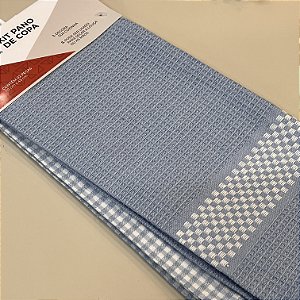 KIT PANO DE PRATO 2 UN AZUL CLARO E BRANCO