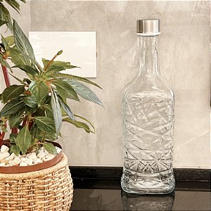 GARRAFA DE VIDRO FRA PARA ÁGUA TAMPA INOX 1 LITRO