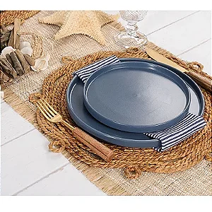 JOGO 8 PRATOS CERÂMICA EDGE BLUESTONE