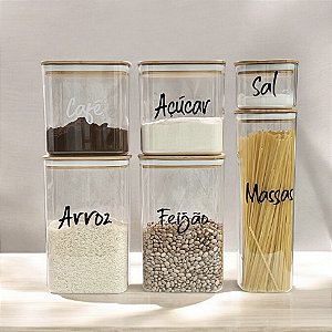 KIT POTES PERSONALIZADOS HERMÉTICO SEAL ESPECIAL BAMBU 6 UN