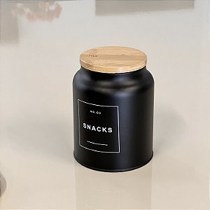 POTE DE METAL E BAMBU SNACKS PRETO