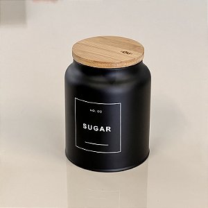 POTE DE METAL E BAMBU SUGAR PRETO
