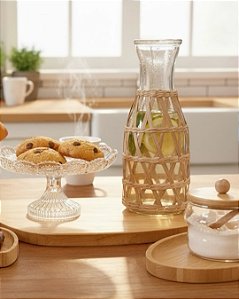 GARRAFA DE VIDRO E FIBRA NATURAL 800ML