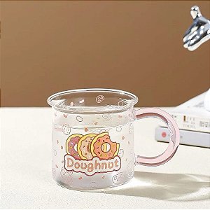 CANECA DIVERTIDA DE VIDRO ROSQUINHAS