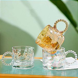 CANECA DIVERTIDA DE VIDRO ÂMBAR 300ML