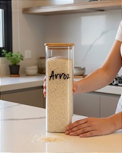 ESCOLHA A PERSONALIZAÇÃO 2 LITROS POTE COM TAMPA DE BAMBU FLAT