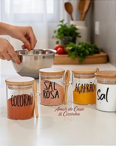 ESCOLHA SEUS TEMPEROS POTE JADE COM COLHER DE BAMBU 200ML