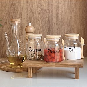 CONJUNTO 3 POTES COM BANDEJA DE APOIO ELISA STORE 350ML