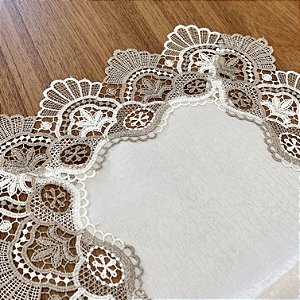 CAMINHO NUDE E BRANCO BORDADO 0,90 CM