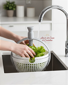 CENTRIFUGA E ESCORREDOR PARA SALADAS BRANCO E CINZA