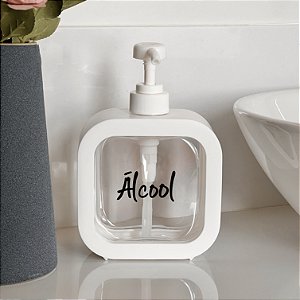 DISPENSER DE ÁLCOOL WHITE SCRIPT PRETO  500ML