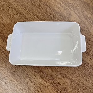 TRAVESSA REFRATÁRIO PORCELANA COM ALÇA BRANCO 28x16,5x5