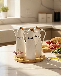 KIT GALHETEIRO DE PORCELANA BRANCA GRANFINE 4 PEÇAS 250ML