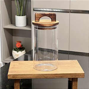 PORTA MANTIMENTOS 700ML VIDRO E MADEIRA VOLUPIA