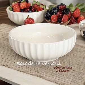 SALADEIRA DE PORCELANA BRANCA 22CM
