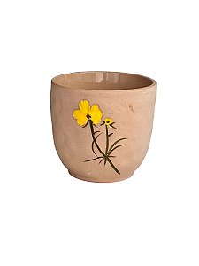 CACHEPOT DECORATIVO DE CERÂMICA FLOR AMARELA TRENTO 11CM