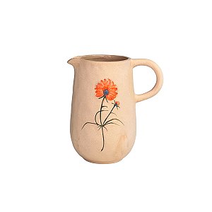 JARRO DECORATIVO DE CERÂMICA FLOR LARANJA TRENTO 16CM