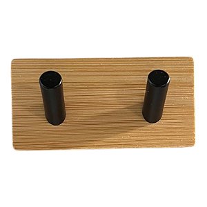 GANCHO DUPLO DE BAMBU E INOX AUTO ADESIVO 9X4,5CM