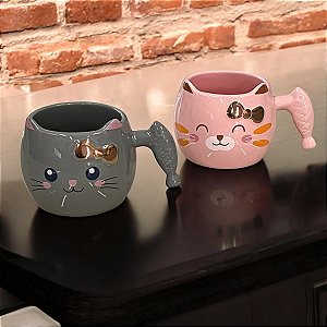CANECA DE CERÂMICA NEW LIFE 2 GATO LAÇO