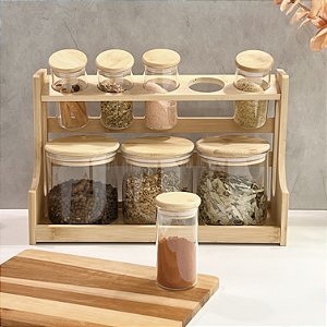 KIT TEMPEROS E RACK DE BAMBU