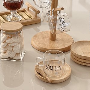 CONJUNTO 6 CANECAS DE VIDRO MARGARIDAS BOM DIA