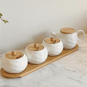 KIT 3 PORTA CONDIMENTOS GALHETEIRO E BANDEJA GRANFINE