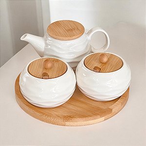 KIT 2 PORTA CONDIMENTOS E GALHETEIRO COM BANDEJA GRANFINE