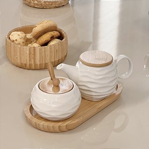 KIT PORTA CONDIMENTOS JARRA E BANDEJA GRANFINE