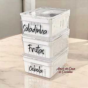 KIT ORGANIZADOR DE GELADEIRA CLEAR 3UN COM CESTO
