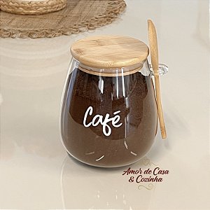 ESCOLHA A PERSONALIZAÇÃO 1,1L POTE STYLE TAMPA E COLHER DE BAMBU