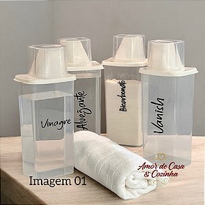 KIT PARA ARMAZENAMENTO COM COPO MEDIDOR 4 UNIDADES