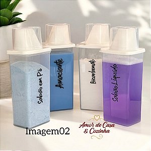 KIT PARA ARMAZENAMENTO COM COPO MEDIDOR 4 UNIDADES