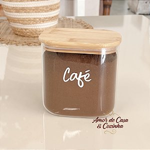 POTE DE VIDRO HELENA RETANGULAR TAMPA BAMBU 1,5L